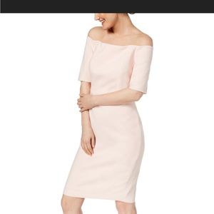 Calvin Klein- Light Pink Off the shoulder (or on) 3/4 sleeve Sheath Dress size 2
